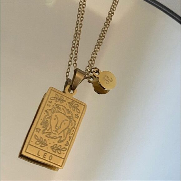 Boutique Jewelry - Leo Zodiac Pendant Necklace PVD 18K Gold Plated Stainless Steel Astrol…